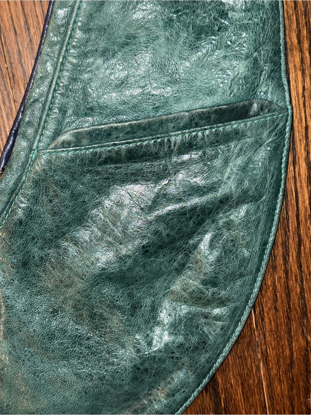 EUC The Sash Bag two tone reversible blue & green leather crossbody bag - Picture 4 of 12